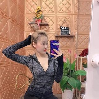 Áo khoác thể thao nữ. Áo tập Gym, tập Yoga chữ viền tay [được chọn mẫu]