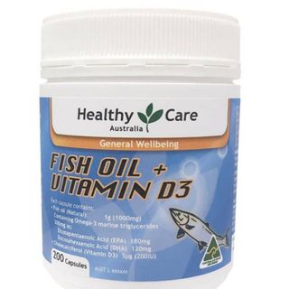 Healthy Care Fish Oil + Vitamin D3 200 Viên - Hổ Trợ Tim Mạch