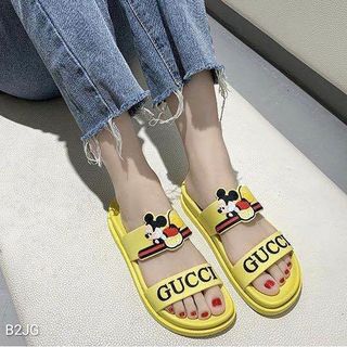 Dép bảng ngang quai nơ Guci mickey xinh lung linh ạ, đế chất da mịn lên chân thích cực giá sỉ