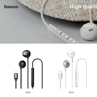 Tai nghe BASEUS Encok P06: chân lightning, có mic đàm thoại, kết nối trực tiếp, chuẩn lightning.