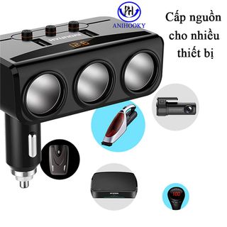 Tẩu sạc ô tô,tẩu sạc xe hơi, tẩu sạc điện thoại trên ô tô 3 cổng 2 usb