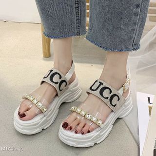 Sandal quai ngang QC đính đá 7p sang chảnh hot trend 2020 giá sỉ