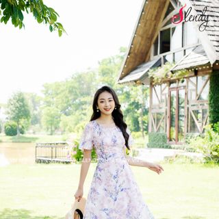 VÁY HOA TƠ DÁNG XÒE giá sỉ