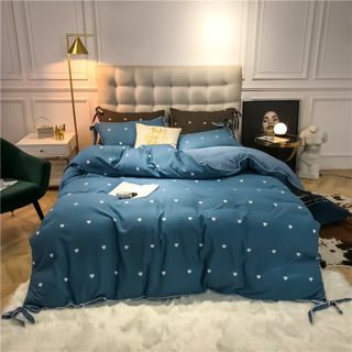Bộ Chăn Ga Gối Cotton Hoạt Tính Tim Nơ