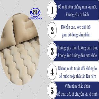 Nệm hơi ô tô phủ nhung cao cấp Anihooky-Giường hơi ô tô cho bé -Nệm ô tô| - không lo xì