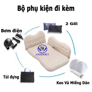 Giường Nệm Hơi Ô Tô Cao Cấp PHIÊN BẢN MỚI ANIHOOKY| vải nhung, chân đệm rời, có tựa lưng|tặng full phụ kiện