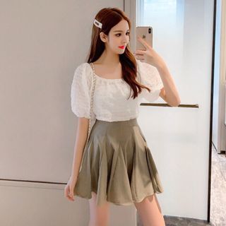 Set áo trễ vai mix chân váy