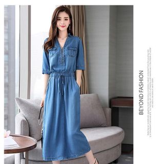 ĐẦM JEAN XOÈ PHỐI DÂY KÉO - DT1326