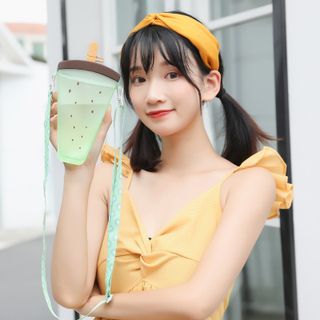 Bình nước nhựa ABS mềm hình hoa quả kèm ống hút