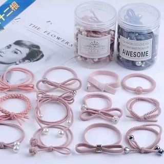 Sét buộc tóc 12 chi tiết kèm hộp có nắp