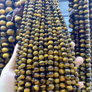 Vòng Tay Hạt Đá Thạch Anh Mắt Hổ Nâu Vàng 8 ly (mm)- Trang Sức Phong Thủy