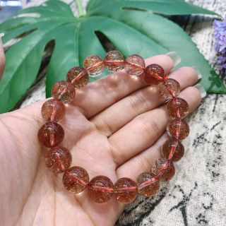 Vòng Tay Đá Thạch Anh Tóc Đỏ 10 ly (mm) - Trang Sức Phong Thủy