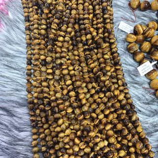 Vòng Tay Hạt Đá Thạch Anh Mắt Hổ Nâu Vàng 14 ly (mm)- Trang Sức Phong Thủy