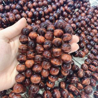 Vòng Tay Hạt Đá Thạch Anh Mắt Hổ Nâu Đỏ 20 ly (mm)- Trang Sức Phong Thủy