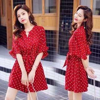 JUMT CHẤM BI THẮT NƠ TAY LOE