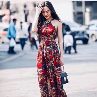 ĐẦM MAXI HOẠ TIẾT CỔ YẾM