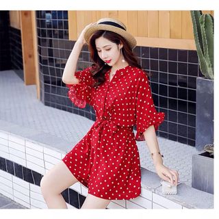 JUMT CHẤM BI THẮT NƠ TAY LOE