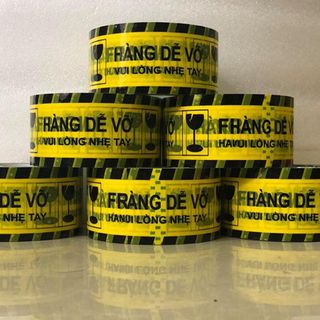 Băng keo in chữ vàng đen 5p