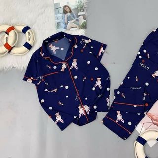 Đồ bộ pijama lụa thái tay ngắn quần dài giá sỉ