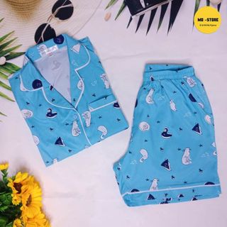 Bộ đồ ngủ lụa thái tay cộc quần đùi