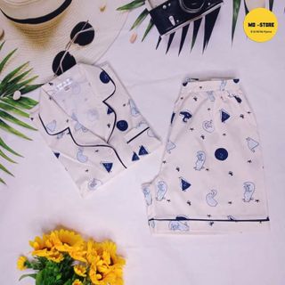 Đồ bộ pijama lụa thái tay cộc quần đùi