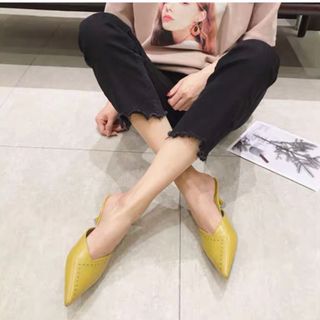 Giày da sục cao gót