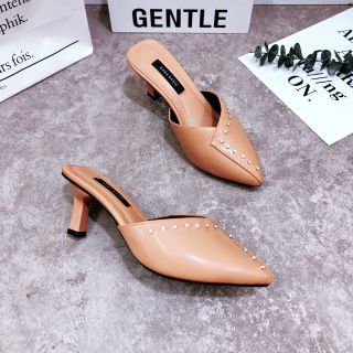 Giày da sục cao gót