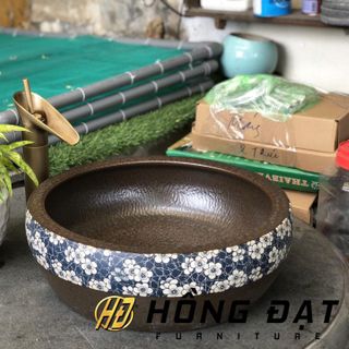 Lavabo sứ mỹ thuật,chậu rửa mặt hoa văn, cổ điển giá rẻ sân vườn