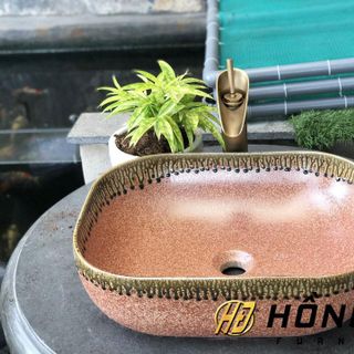 Lavabo sứ mỹ thuật,chậu rửa mặt hoa văn, cổ điển giá rẻ sân vườn