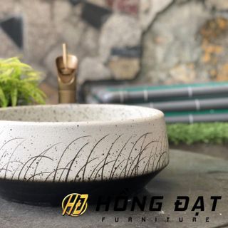 Lavabo sứ mỹ thuật,chậu rửa mặt hoa văn, cổ điển giá rẻ sân vườn