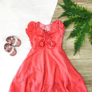 Đầm bé gái voan no phối nơ