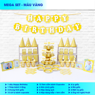 Bộ phụ kiện sinh nhật - chủ đề màu vàng
