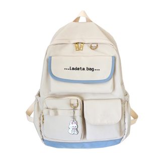 Balo nữ ladata chất liệu vải canvas chống thấm nhiều ngăn tiện dụng tặng kèm móc khóa kute VIDEO