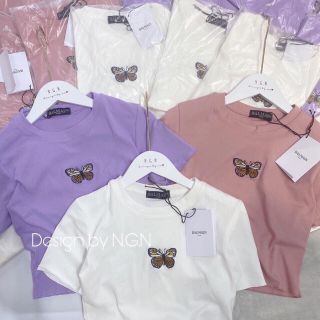 Áo croptop thêu bướm