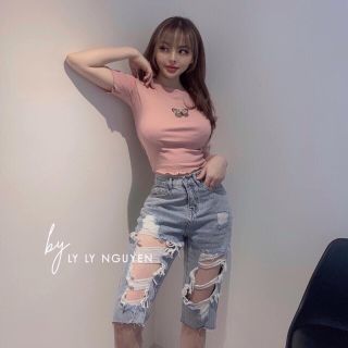 Áo croptop thêu bướm