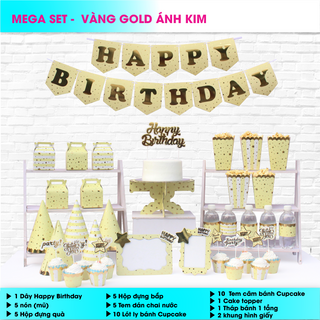 Bộ phụ kiện sinh nhật - vàng gold ánh kim