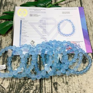 Vòng Tay Hạt Đá Topaz Xanh Dương 8 ly - Trang Sức Phong Thủy