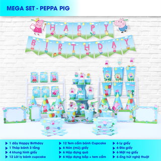 Bộ phụ kiện sinh nhật - chủ đề heo peppa
