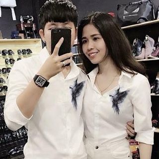 ÁO SƠ MI CẶP ĐÔI DÀI TAY IN HÌNH ĐẠI BÀNG