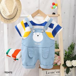 Set áo thun + yếm mặt gấu dễ thương TE2472