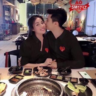 SƠ MI CẶP THÊU HÌNH TRÁI TIM