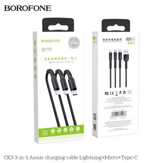 Dây Cáp Sạc 3 in 1 CK3 BOROFONE Cổng Lightning Cổng Micro Cổng Type-C 1m