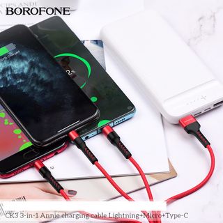 Dây Cáp Sạc 3 in 1 CK3 BOROFONE Cổng Lightning Cổng Micro Cổng Type-C 1m