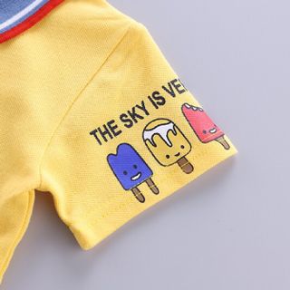 Bộ bé trai áo thun cá sấu + quần short bò