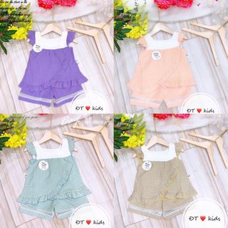 Set bộ áo đắp chéo bé gái