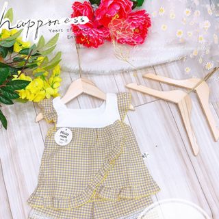 Set bộ áo đắp chéo bé gái