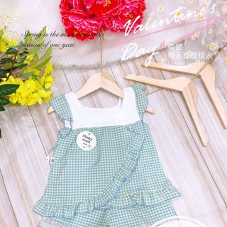 Set bộ áo đắp chéo bé gái
