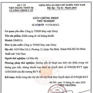 [Sỉ] Khẩu trang vải kháng khuẩn Dony mask tiêu chuẩn Châu Âu