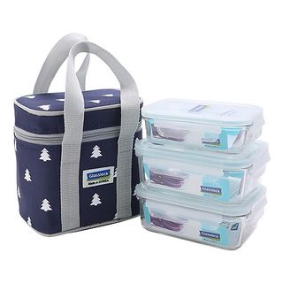 Bộ hộp cơm văn phòng 400ml, hộp 715ml*2 kèm túi giữ nhiệt Glasslock