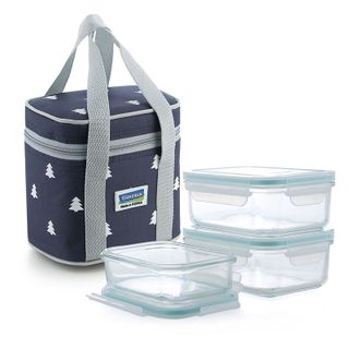 Bộ hộp cơm văn phòng 400ml, hộp 715ml*2 kèm túi giữ nhiệt Glasslock